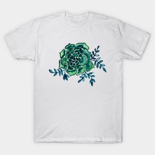 Watercolor houseleek - emerald T-Shirt